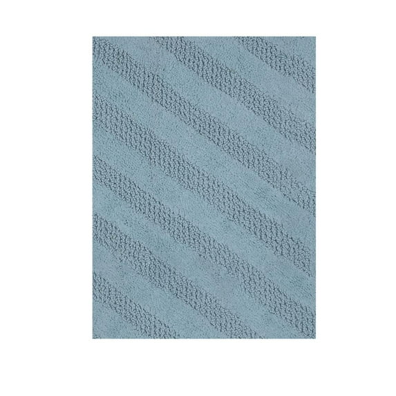 Unique Stripe Honeycomb Sculptured Bath Rug Is Made Soft Plush Cotton Is Super Soft The Touch 20" X 30" Light Blue