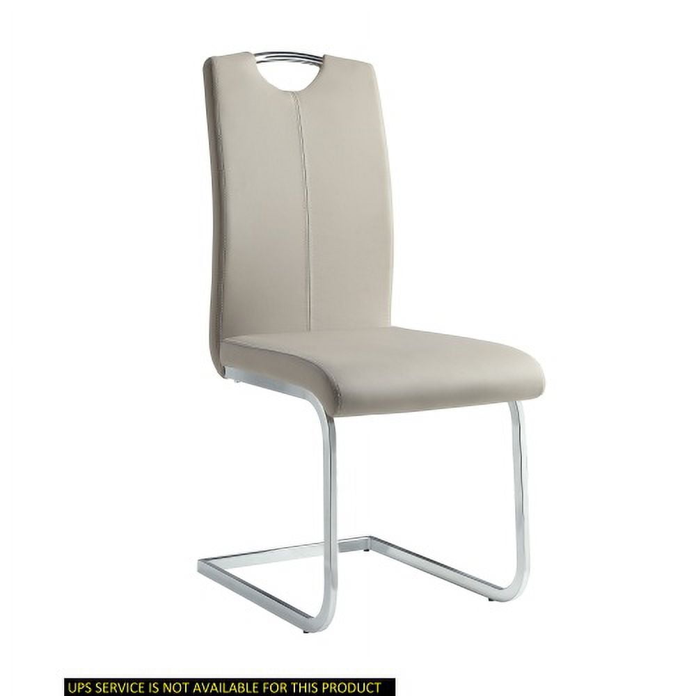 Gray Upholstered Leather Side Chair with Metal Frame
