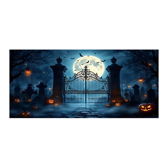 Unique Style Polyester Halloween Garage Banner For Party And Home Decorations in 244x213cm A
