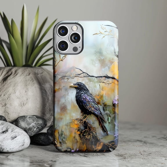 Unique Stylish Raven Vibrant Nature Art Cover Fun Crow Bird Design iPhone Tough Case