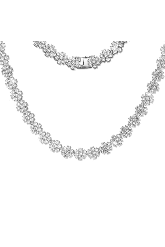 Unique Sunflower Tennis Necklaces for Women Clear 5A CZ Simulated Diamond Tennis Necklace Dainty Hypoallergenic 925 Sterling Silver Choker Necklace Chain 45-60CM