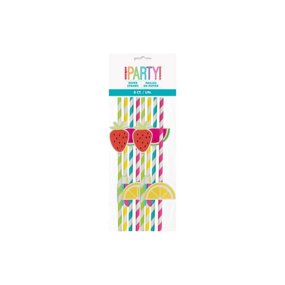 Unique Sweet Succulent Paper Straws w/Fruit 8pc