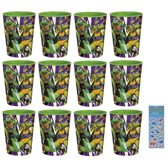 Unique TMNT Teenage Mutant Ninja Turtles 16oz Plastic Reusable Party Favor Cups, (12 Count)