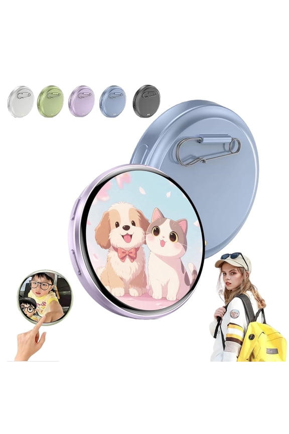 Unique Tech Gift for Teens & Gamers, Smart Photo Frame Button Pin with Bluetooth, Personalized Moving Picture Badge for Friends