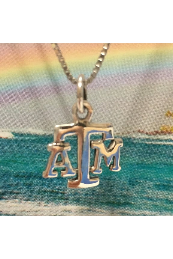 Unique Texas A & M Necklace, Sterling Silver Texas A and M Charm Pendant, N2986 Birthday Valentine Wife Mom Graduation Gift