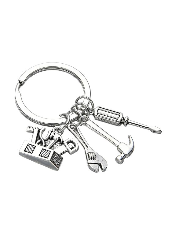 Unique Tool Shaped Key Chain Pendant Featuring Miniature Wrench Screwdriver And Hammer Accessory