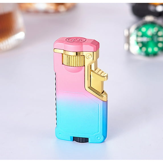 Unique Torch Lighter Triple 3 Jet Flame Butane Lighter with Gas Window, Refillable and Windproof Butane Fuel Lighter, Great Gift Idea (Butane NOT Included)