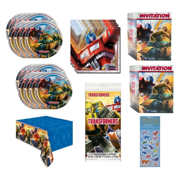 Unique Transformers Birthday Party Supplies Sets with Party Invitations, Serves 16 (64 Pieces)