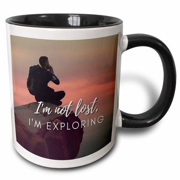 3drose, Unique Travel Im Not Lost Im Exploring, 11oz Two-tone Black Mug