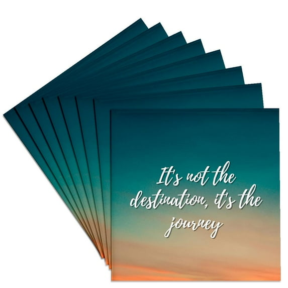 3drose, Unique Travel Its Not the Destination Its the Journey, Set of 8 Ceramic Tile Coasters