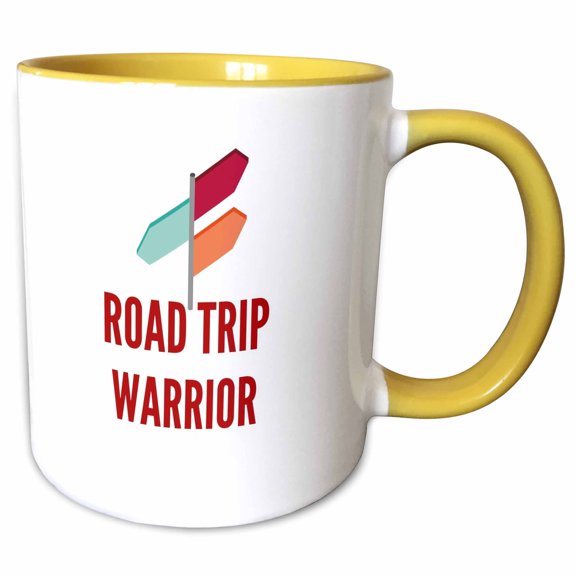 3drose, Unique Travel Roadtrip Warrior, 11oz Two-tone Yellow Mug