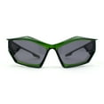 thumbnail image 1 of Unique Trendy 90s Sport Plastic Side Visor Wrap Around Sunglasses Green - Black, 1 of 4