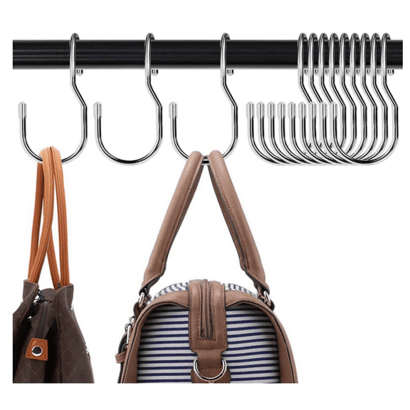Unique Twist Design Bag Hanger Purse Hooks - 5 Inch Large Size Closet Rod Hooks for Hanging Bags, Purses, Handbags, Belts, Scarves, Hats, Clothes, Pans and Pots