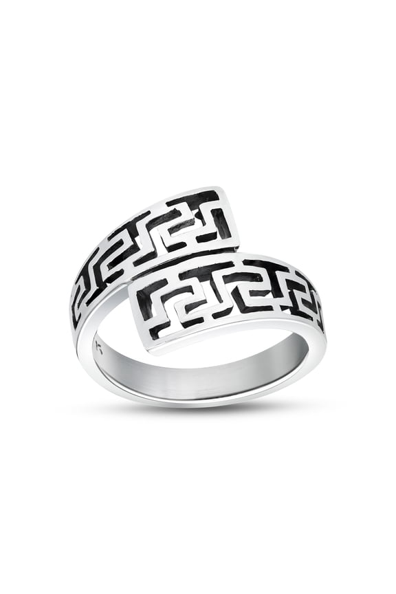 Unique Twist Wrap Greek Key Sterling Silver Ring-11