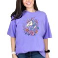 thumbnail image 1 of Unique Unicorn Graphic Tee, Fantasy Animal Art Shirt, Magical Floral Unicorn Print, Rainbow Mane T-Shirt, Women Men Kids Clothing, Violet Comfort Colors T-Shirt, 3XL, 1 of 1