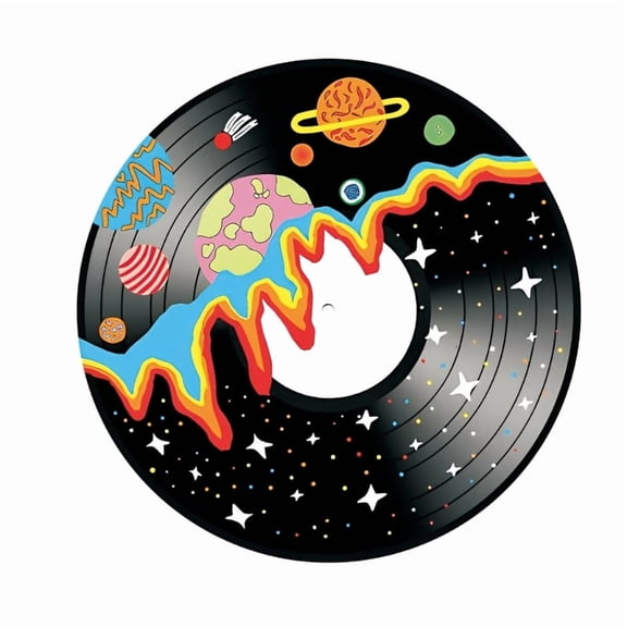 Unique Universe Planet Doodles Vinyls Record Wooden Wall Hanging Decorative Art Plaque For Cafes Bar Music Studio Decors