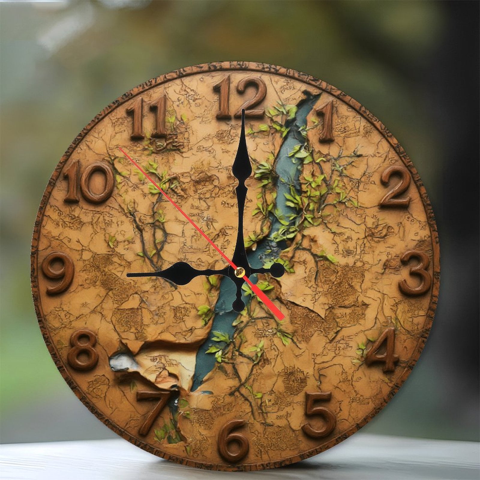 Unique Vintage Map Design Wall Clock Home Decor 10-Inch Silent Wooden ...