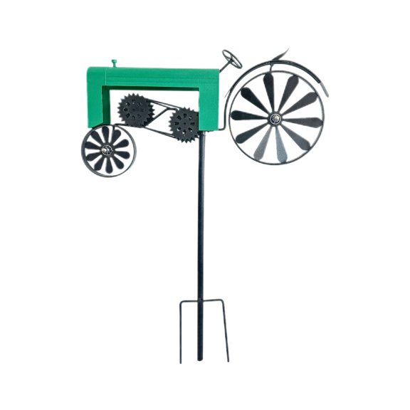 Unique Vintage Metal Wind Spinner Tractor Design Durable Weather Resistant Outdoor Yard Art for Garden Patio Lawn Decor Green