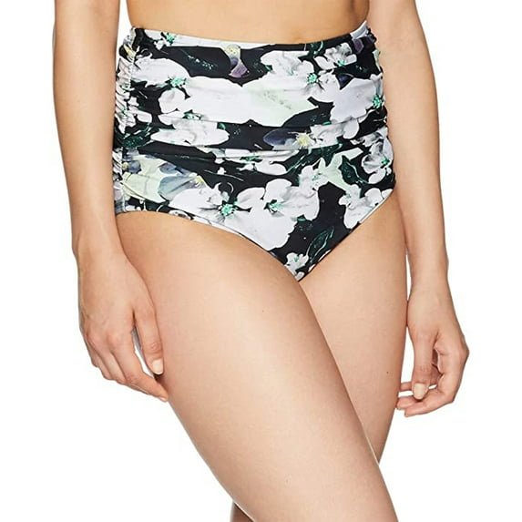 Unique Vintage Woman's Flora Swimwear Bottom, Black Floral, 4XL