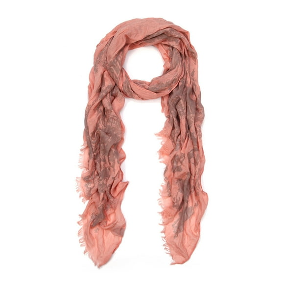 Unique Viscose Vintage 18th Century City Print Frayed End Scarf