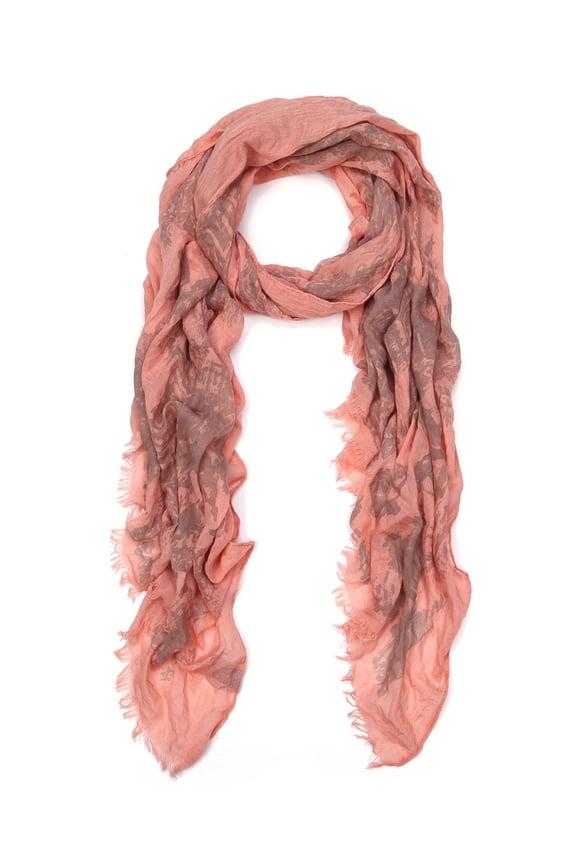 Unique Viscose Vintage 18th Century City Print Frayed End Scarf