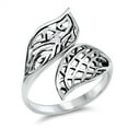 thumbnail image 1 of Unique Waffle Leaf Open Ring .925 Sterling Silver Band Jewelry Female Male Unisex Size 6, 1 of 4