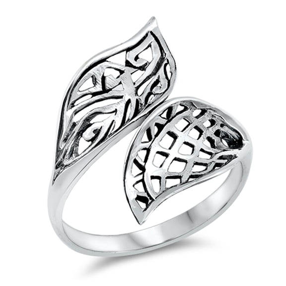 Unique Waffle Leaf Open Ring .925 Sterling Silver Band Jewelry Female Male Unisex Size 7
