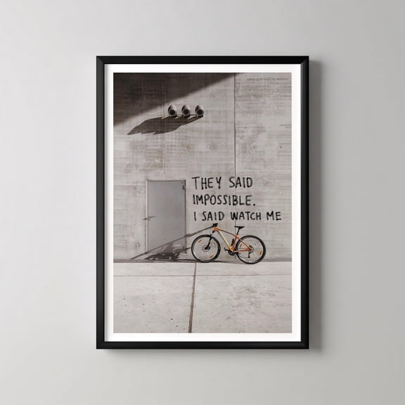 Unique Wall Art, Motivational Decor, Torn Handwritten Notes, Inspirational Quote, Bicycle Design, Layered Artwork Poster , Poster Print Only