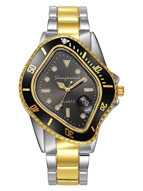 Unique Watches for Men Waterproof Stainless Steel Wristwatch with Luminous Quartz Movement Calendar Function and Green Dial Perfect Men's Gift