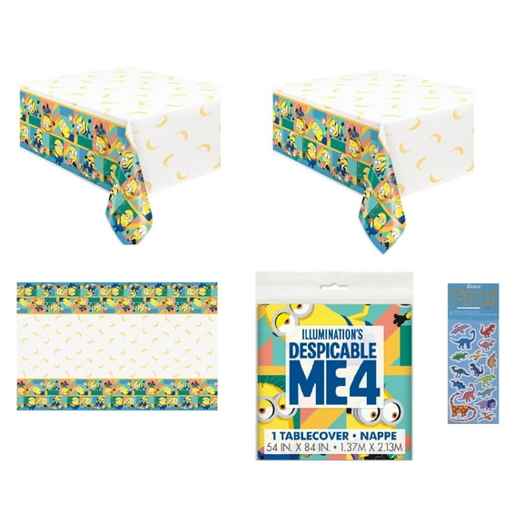 Unique Waterproof 54" x 84" Blue Despicable Me Minions Plastic Tablecloth