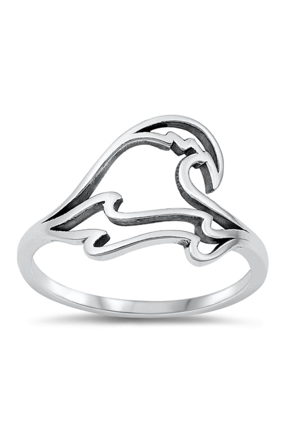 Unique Wave Ocean Beach Ring .925 Sterling Silver Band Jewelry Female Male Unisex Size 4