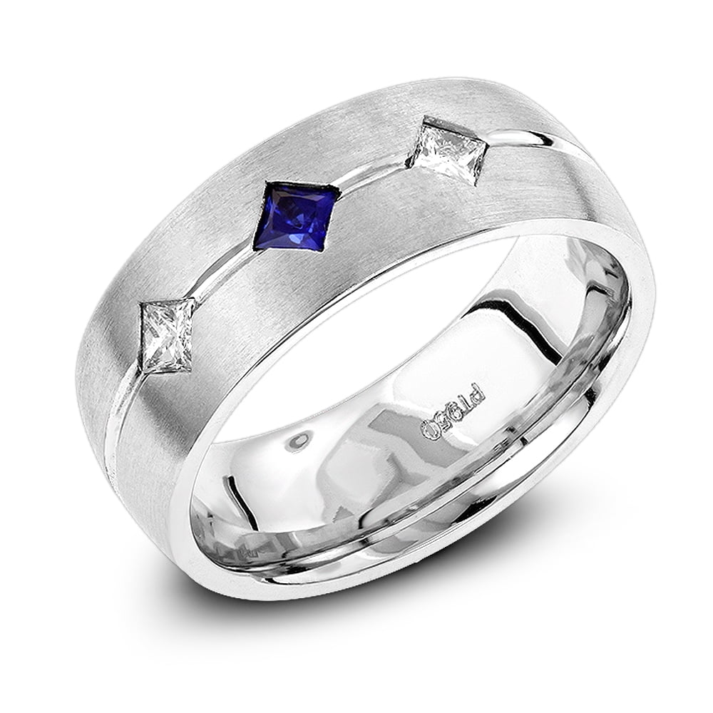 Mens diamond deals sapphire wedding band