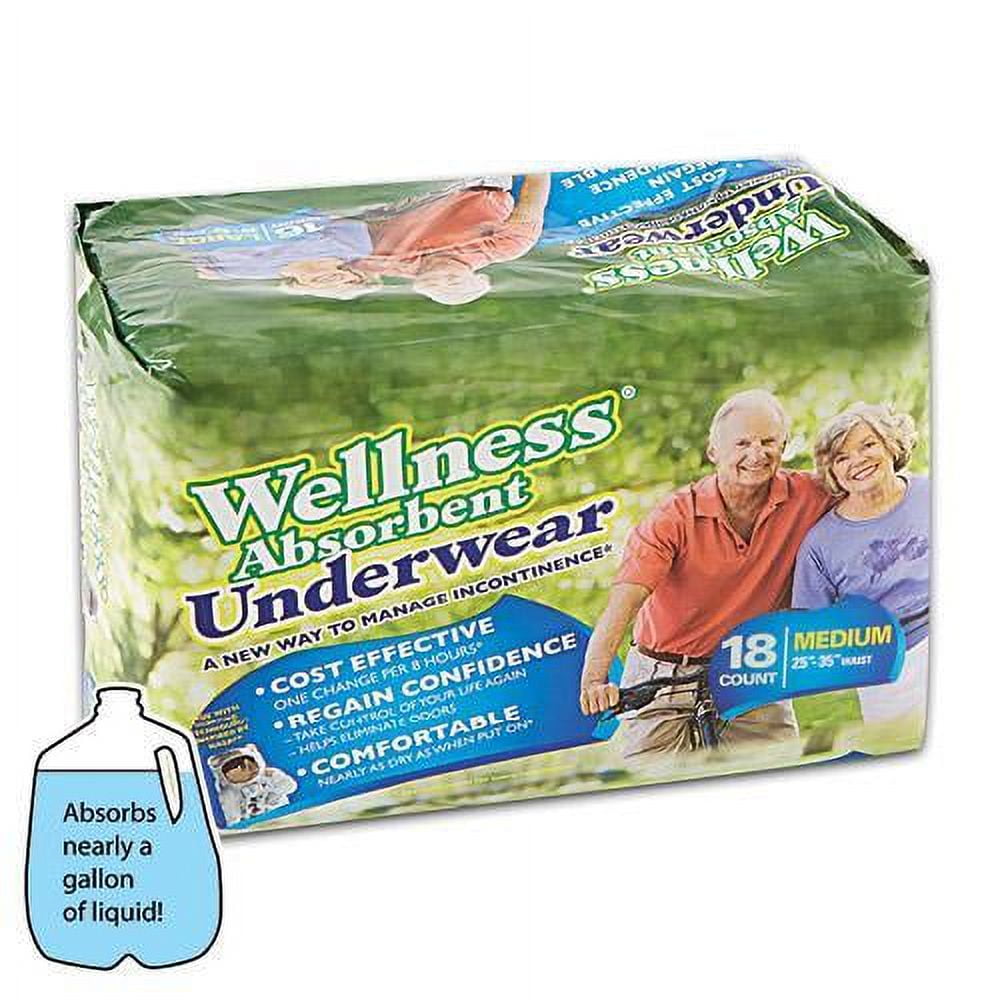 Unique Wellness Absorbent Underwear (PullUps) Size Medium (19" 30" Waist) 16 Count Medium (16