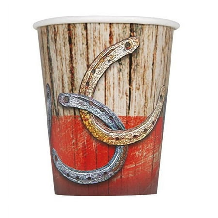 Unique Western Hoedown 9 oz Cups, Set of 8, Multicolor Solid Print