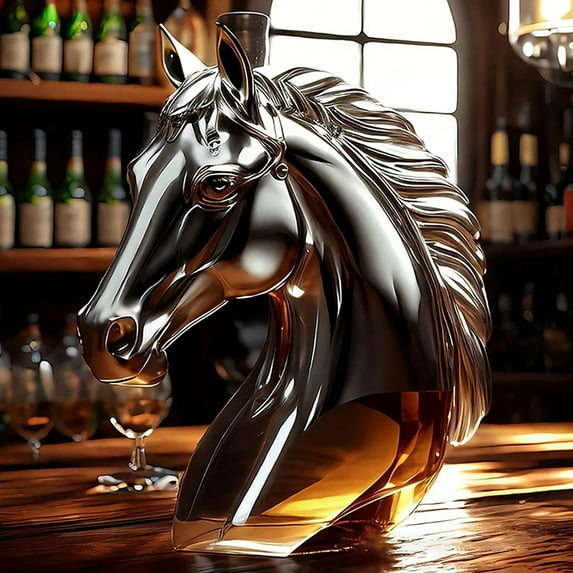 Unique Whiskey Glass Decanter, Funny Whiskey Horse Head Bottle, Perfect Whiskey Decanter for Home Bar Decoration, for Whisky, Spirits, Wine or Vodka
