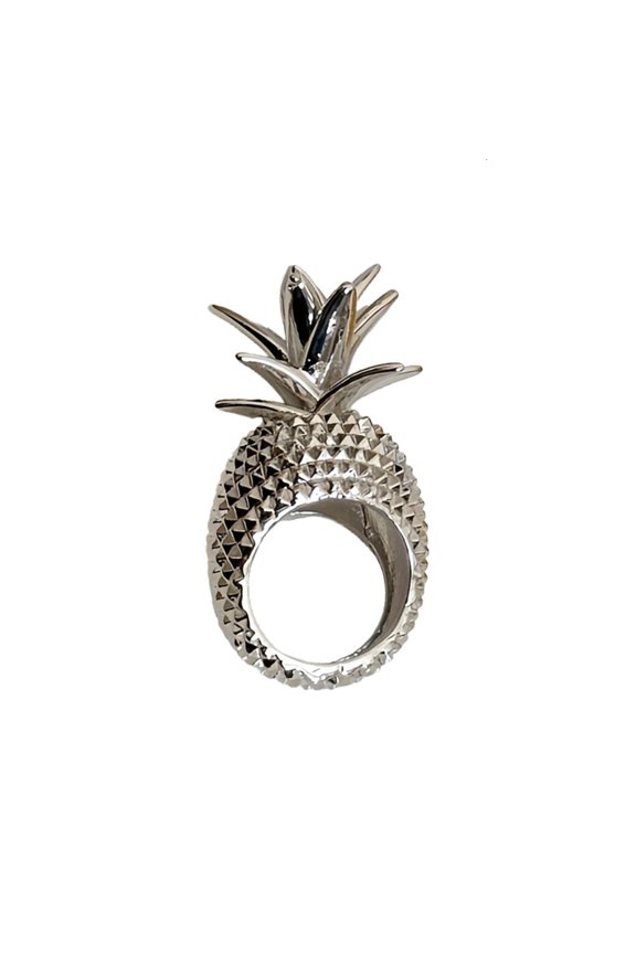 Unique Wide Pineapple Shape Finger Rings Retro Metal Finish Alloy Texture