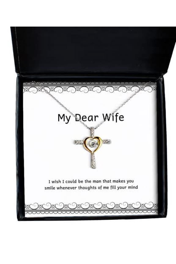 Unique Wife Cross Dancing Necklace, I Wish I Could be The Man That Makes You Smile Whenever, Love Gifts for Wife, Wedding, Engagement, Bridesmaid, Girlfriend, Fianc, Significant Other