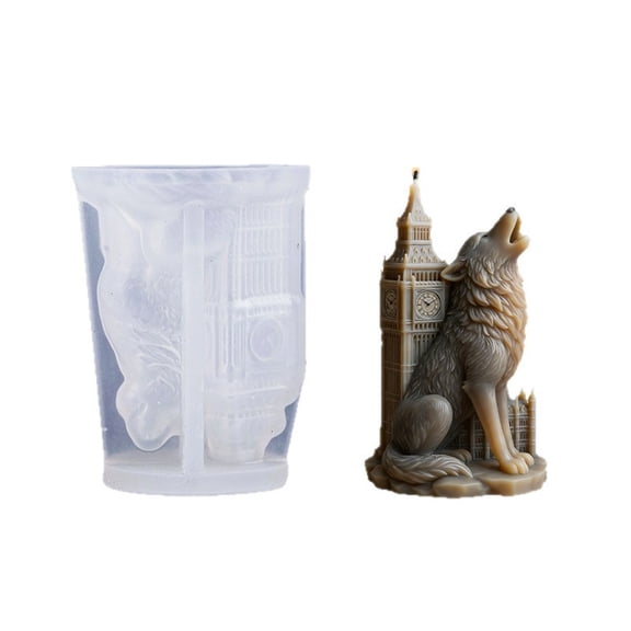 Unique Wolf With Leaning Tower Designs Grade Silicone Making Mould For Handmade Gift