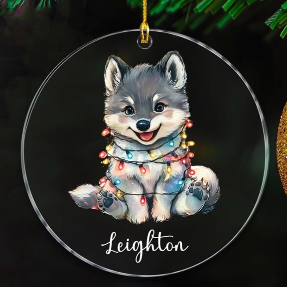 Unique Wolf Xmas Tree Ornament 2025, Wolf Animal Ornaments Gift for Boy Dad Mom Brother Sister, Name Wolf Lover Keepsake Ornament, Cute Wolf Ornaments Hanging Xmas Tree Decor