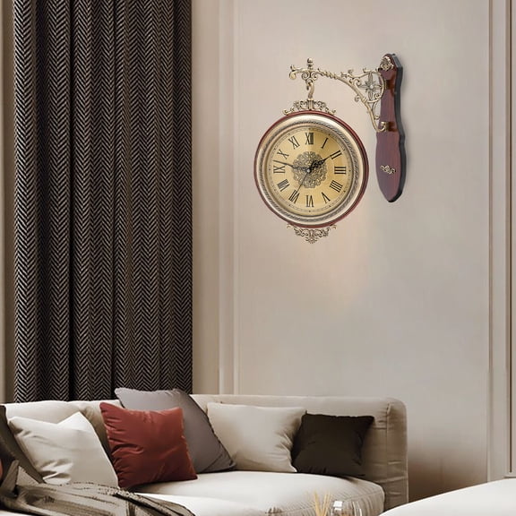 Unique Wooden Wall Clock Quartz Clock Silent Clock Non-Ticking Double Sided
