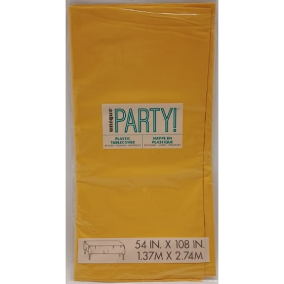Unique Yellow Plastic Rectangular Tablecloth 108-in x 54-in (Pack of 36)