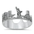 thumbnail image 1 of Unique York Skyline Ring .925 Sterling Silver Band Jewelry Female Male Unisex Size 10, 1 of 4