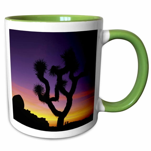 3drose, Unique Yucca Tree in Joshua Tree National Park, California., 11oz Two-tone Green Mug