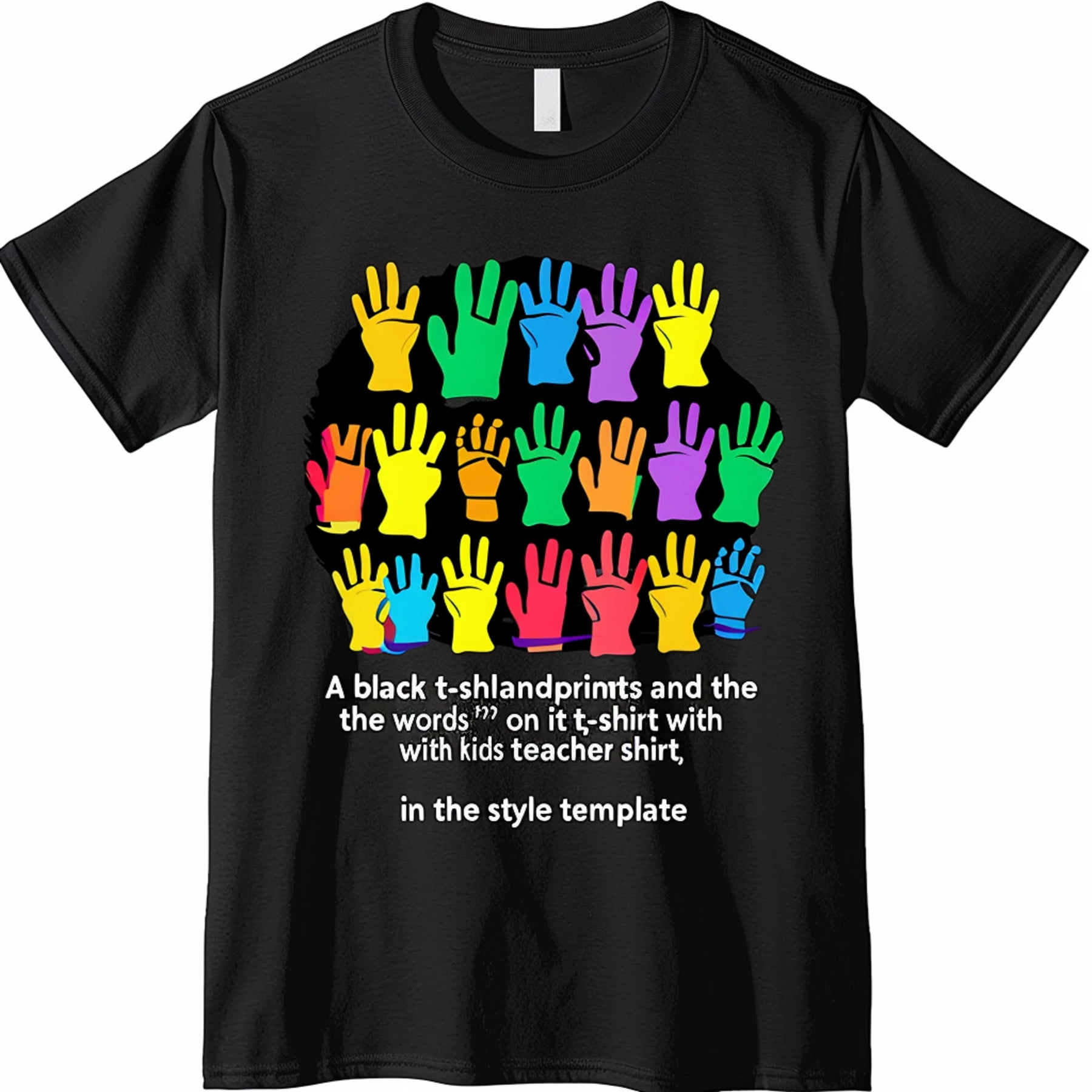 Unique and Fun Black TShirt with Colorful Handprints Perfect for Music ...