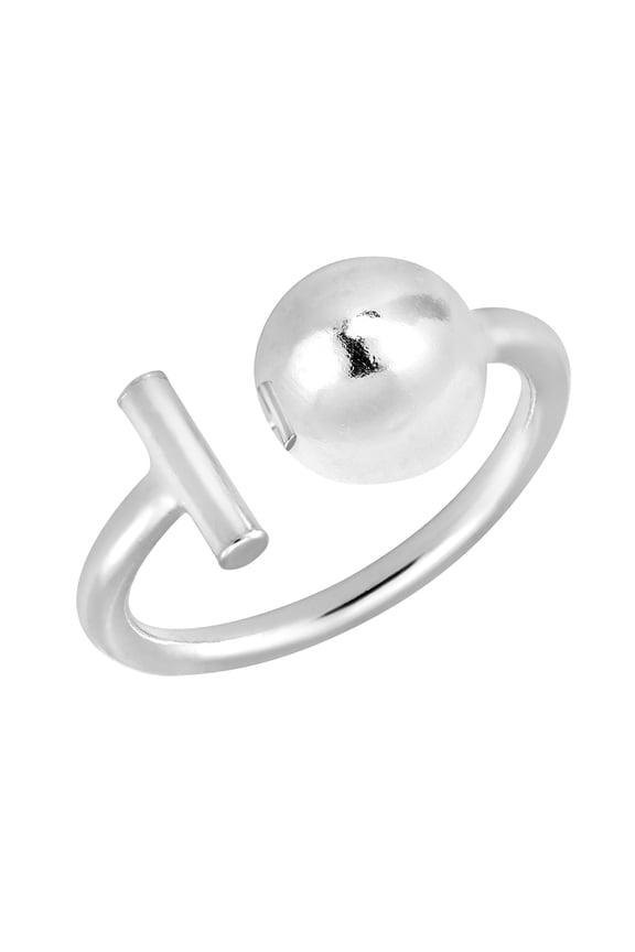 Unique and Modern Sphere and Bar Sterling Silver Open-Ended Band Ring-7