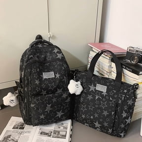 Unique and versatile star-patterned backpack with large capacity for female college students, suitable for travel and graffiti