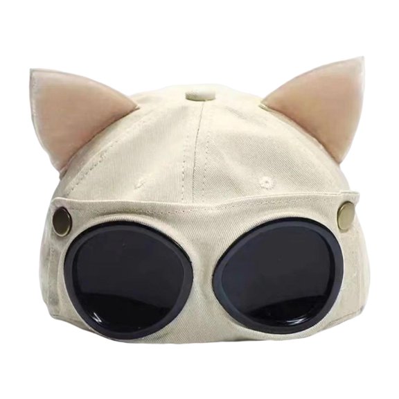 Unique baseball hat with ears beanie cap for kids women Beige