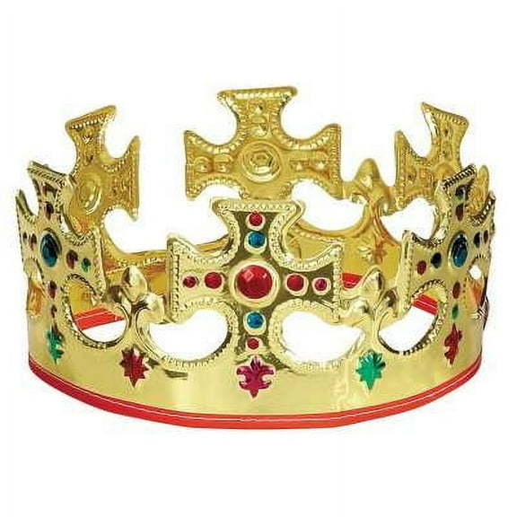 Unique industries Adjustable Jeweled Plastic King Crown, Multicolor