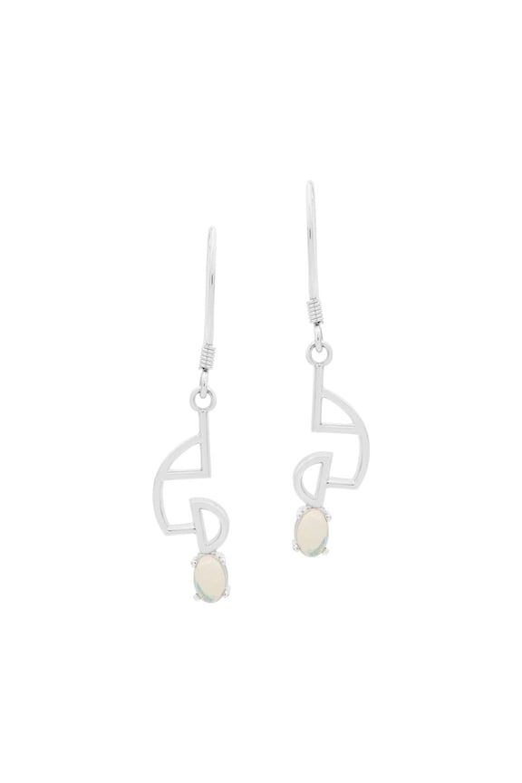 Unique multicolor ethiopian opal stone silver dangle style earrings with fish back gemstone jewelry for women