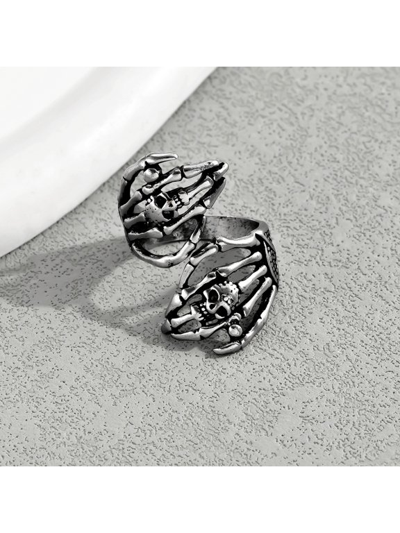 Unique retro open ring, trendy punk American gothic demon niche exaggerated ring design jewelry